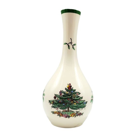 SPODE Christmas Tree Onion Neck Bud Vase 7½ Inches Tall Made in England - Picture 3 of 8